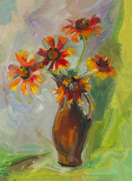 istock Flowers vase oil painting 1370427418
