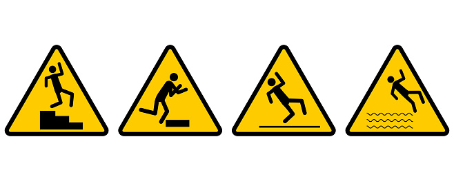 Yellow warning signs obstacle. Vector illustration. stock image. EPS 10.