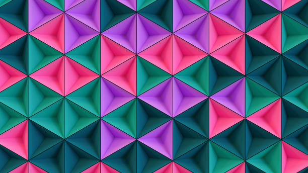 triangle pyramide abstrait multicolore fond - double wall photos et images de collection