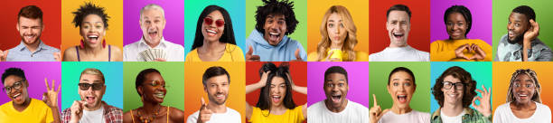 istock Multiethnic young guys and ladies gesturing and make signs hands on colored background, studio 1370432800