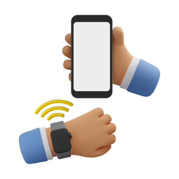 stockillustraties, clipart, cartoons en iconen met smart watch payment icon - phone hand thumb