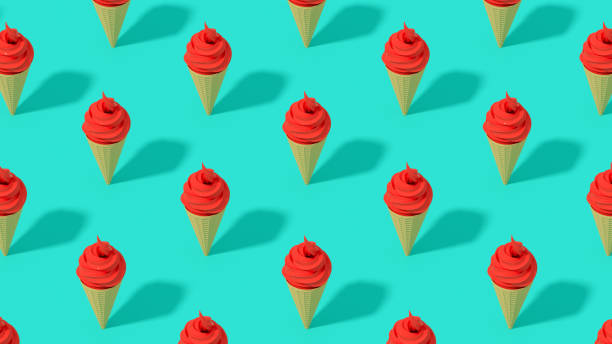 istock Ice cream and cone, minimal summer concept 1370434193