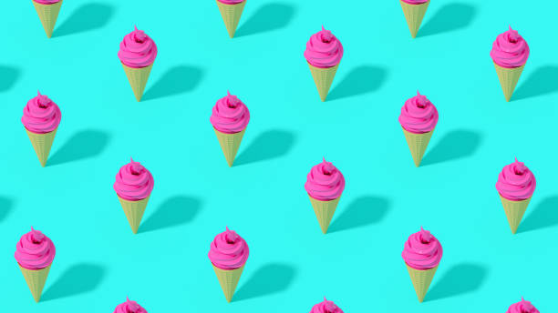 istock Ice cream and cone, minimal summer concept 1370434293