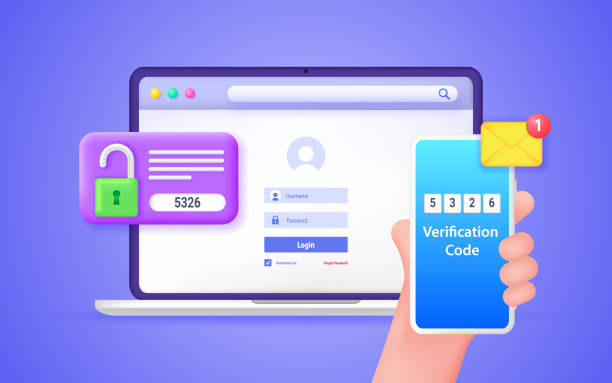 ilustrações de stock, clip art, desenhos animados e ícones de secure password verification with two-factor authentication. sms notification with a security code on a smartphone, 2fa, checking the entrance on the site. - two dimensional shape