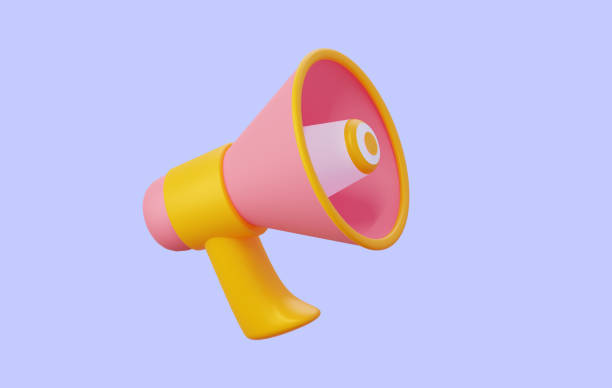 istock 3D Pink loud speaker for notifications of different sales. 3d rendering 1370437146