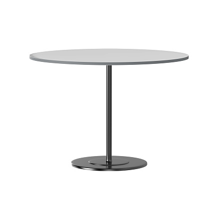 3d rendering empty black round table isolated on white