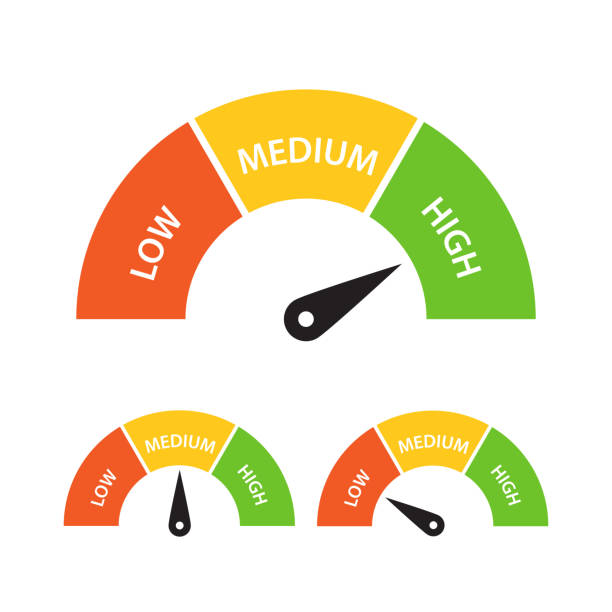 ilustrații de stoc cu vector de pictogramă high medium low meter pentru design grafic, logo, site web, social media, aplicație mobilă, ilustrație ui - ecartament