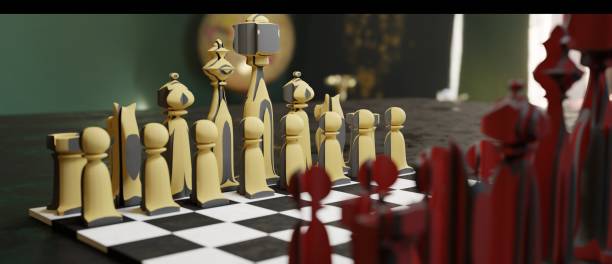 istock Chess pieces. 3D render. Game, strategy, management, leadership. Playing for development and perseverance, business 1370441572