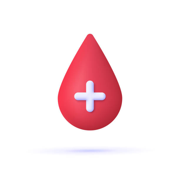 illustrations, cliparts, dessins animés et icônes de goutte de sang avec symbole de croix médicale. don, soins de santé, hématologie, concept de médecine. icône vectorielle 3d. style minimaliste de dessin animé. - blood