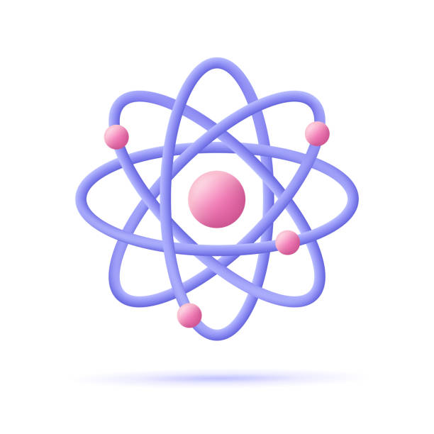 atom, orbitalelektronen. kernenergie, wissenschaftliche forschung, molekulare chemie, physikalisches wissenschaftskonzept. 3d-vektorsymbol. cartoon minimaler stil. - physics atom electron chemistry stock-grafiken, -clipart, -cartoons und -symbole