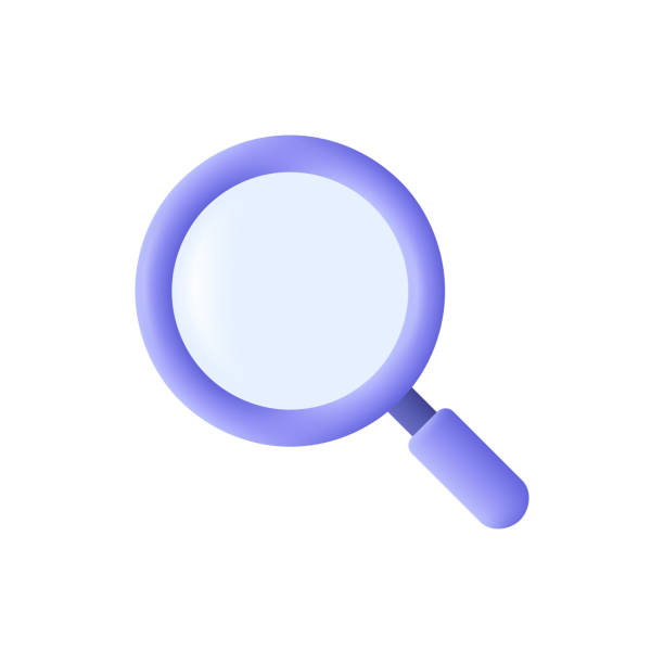 Magnifying glass. Discovery, research, search, analysis concept. 3d vector icon. Cartoon minimal style. Magnifying glass. Discovery, research, search, analysis concept. 3d vector icon. Cartoon minimal style. magnification illustrations stock illustrations