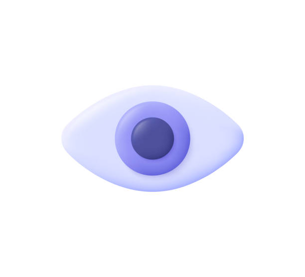 ilustrações de stock, clip art, desenhos animados e ícones de eye. identification, health, research, optics concept. 3d vector icon. cartoon minimal style. - optical instrument illustrations