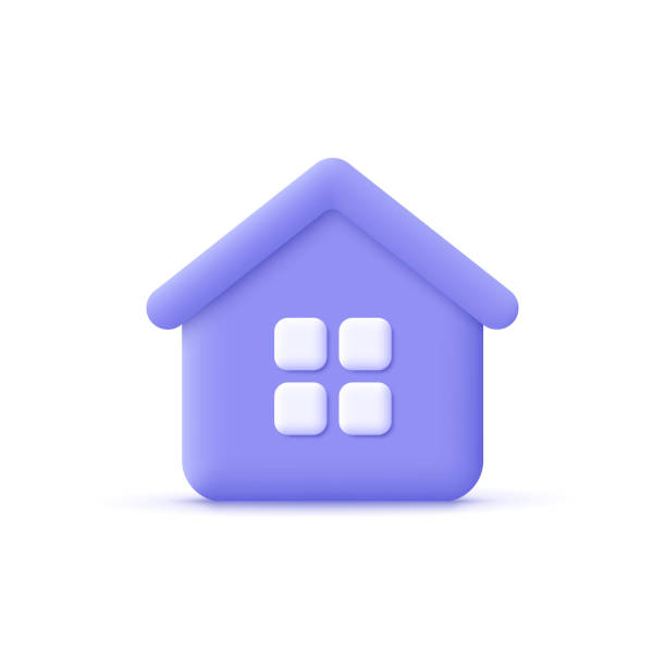 minimal house symbol. real estate, mortgage, loan concept. 3d vector icon. cartoon minimal style. - konut stock illustrations