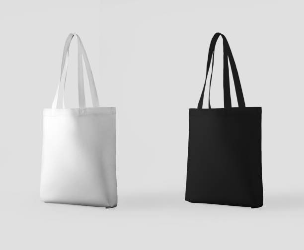 istock Mockup of white, black totebag 3d rendering, ecobag for retail, isolated on background. 1370443815