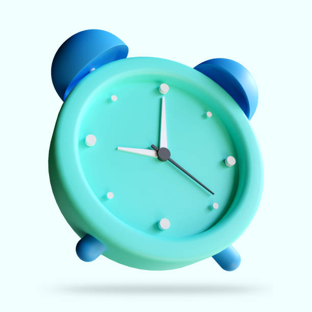 istock Stylized Circle Clock Icon. Minimal alarm, clock ringing, speed time icon, fast and quick. 3d rendering illustration 1370444287
