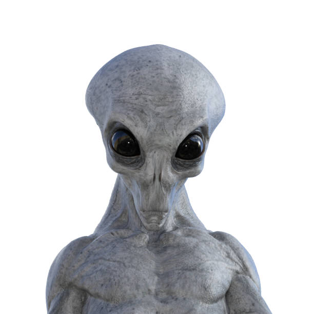 istock Humanoid alien. Isolated on white background. 3D rendering illustration. Close up. 1370444404
