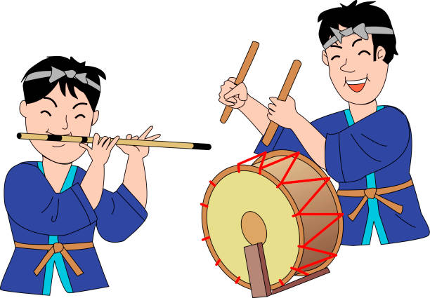 ilustrações, clipart, desenhos animados e ícones de ohayashi (acompanhamentos musicais) - accompaniments