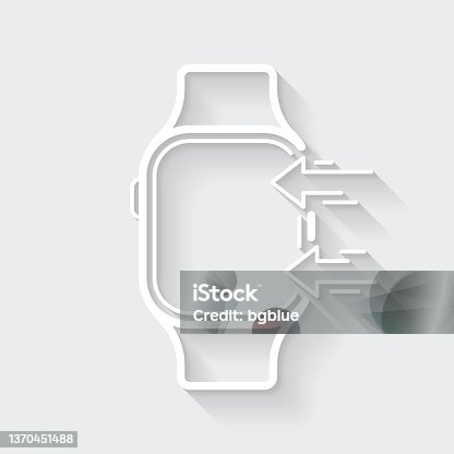 istock Send to smartwatch. Icon with long shadow on blank background - Flat Design 1370451488