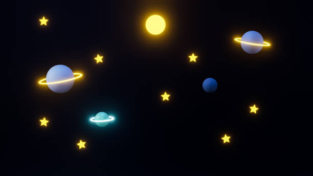 istock cosmic theme 3d render with glowing stars and planet 1370451818