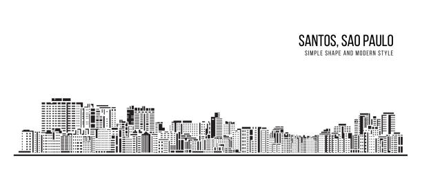 도시 경관 건물 추상적 인 간단한 모양과 현대적인 스타일의 예술 벡터 디자인 - 산토스, 상파울루 - santos stock illustrations