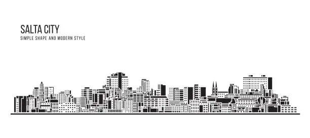 Vector illustration of Cityscape Building Abstract Simple shape and modern style art Vector design - Salta city