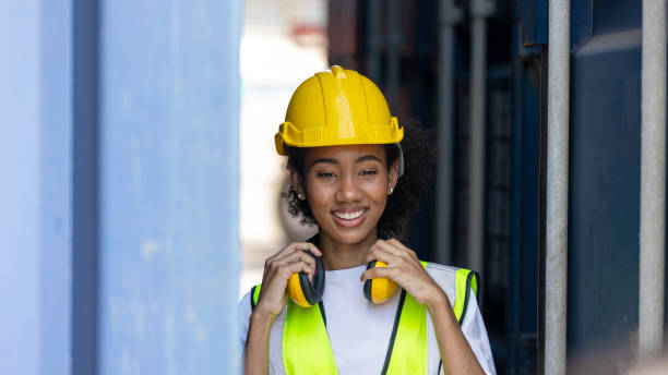 istock African American female worker at warehouse or logistic place 1370454331