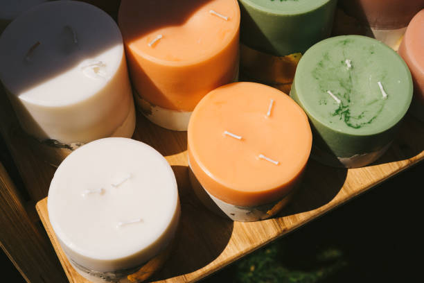 istock Gift and interior candles. Beautiful home accessories. 1370454893