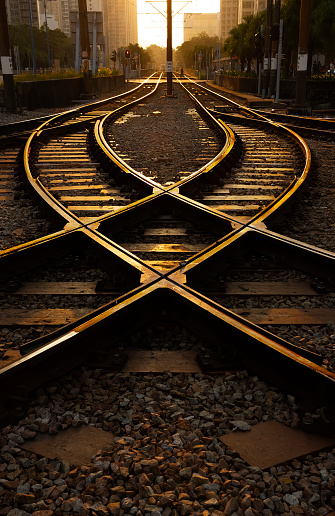 Railway track with switch and interchange