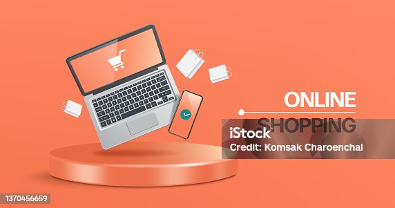 istock computer laptop and a mobile phone with an order confirmation icon on the screen floating in the air 1370456659