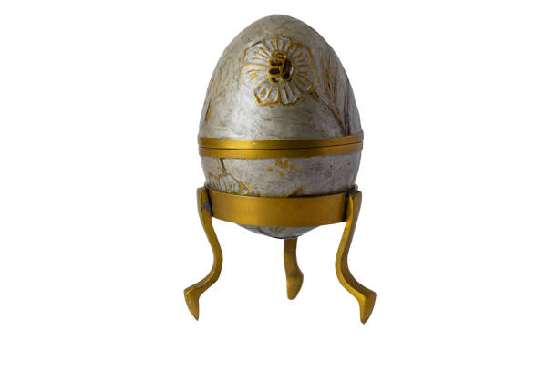 Beautiful jewelry casket as an egg isolated on a white background