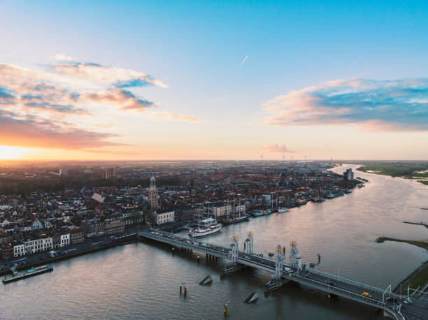 istock Kampen sunset during winter at the river IJssel 1370460048