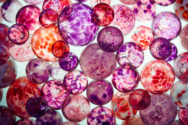 Psychedelic background with spheres in veri peri trendi color.