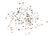 Ground black pepper isolated on a white background .Top view