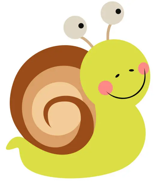 Vector illustration of Cute snail isolated on white