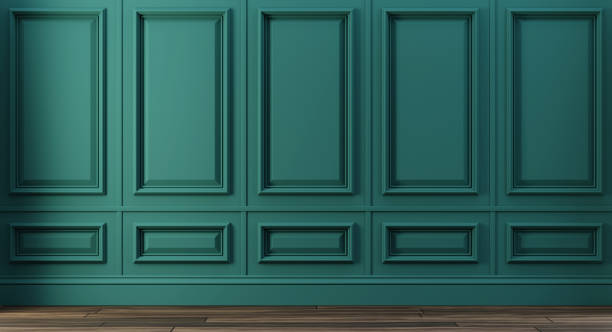 istock Classic luxury green empty interior with wall molding panels 1370463857