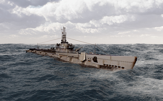 Computer generated 3D illustration with an American submarine of World War II
