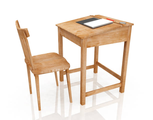 istock Wooden desk and chair 1370465707
