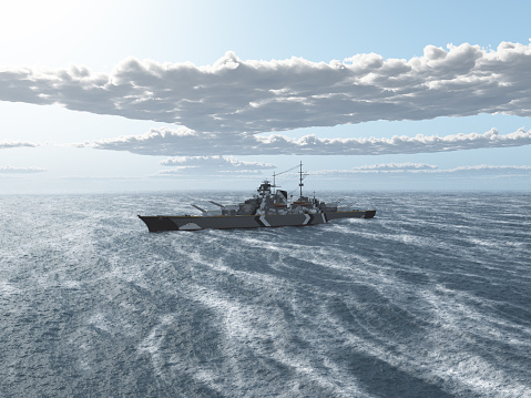 Computer generated 3D illustration with a German battleship from World WarII