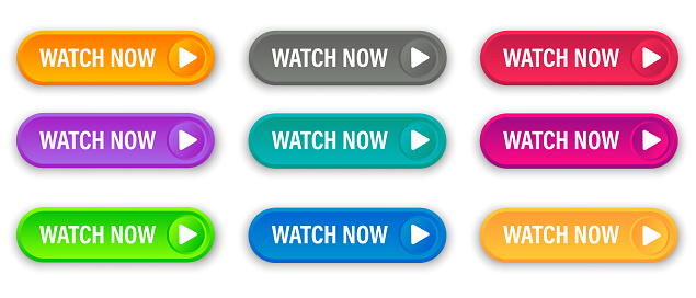 Watch Button Gif Vector Illustration Watch Now Colorful Button Set On White Background ...
