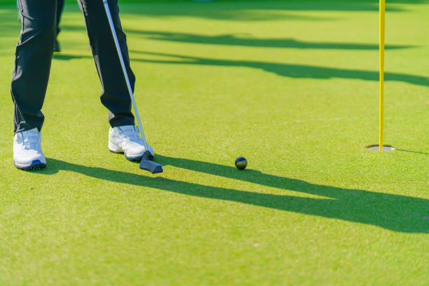 istock Golfer preparing for a putt Golf ball on the green during golfcourse. 1370467479
