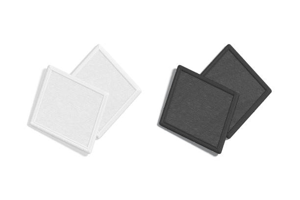 istock Blank black and white rhombus embroidered patch mockup pair, isolated 1370468349