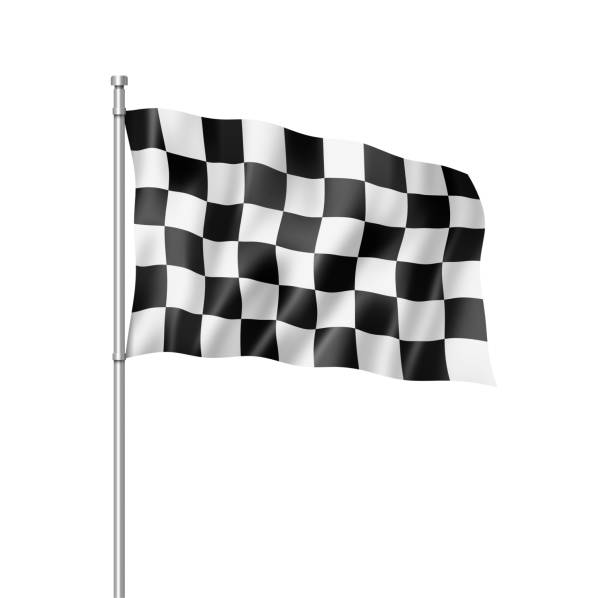istock Auto racing finish checkered flag isolated on white 1370469010