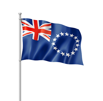 Cook Islands flag, three dimensional render, isolated on white