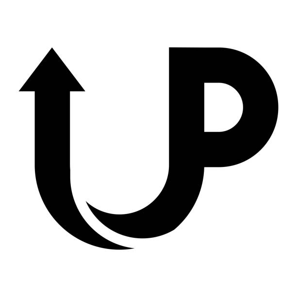 Up letter u and p logo template startup concept arrow up rise heights success Up letter u and p logo template, startup concept arrow up rise heights success the letter u stock illustrations