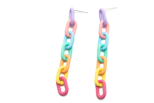 plastic earrings on a white insulated background