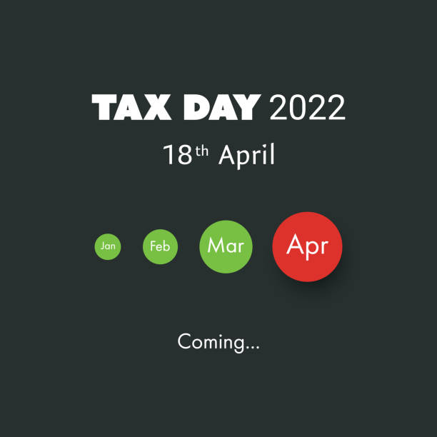 ilustraciones, imágenes clip art, dibujos animados e iconos de stock de se acerca el día de los impuestos, concepto de recordatorio de la fecha límite de impuestos de ee. uu. 2022 - calendar tax april day