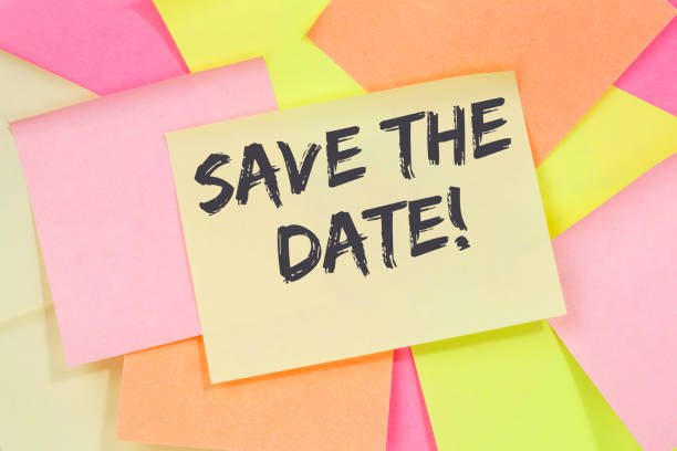 istock Save the date invitation message information business concept note paper 1370472952