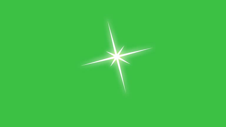 Stars shine effect on green screen background animation. Twinkle festive or holiday decoration.