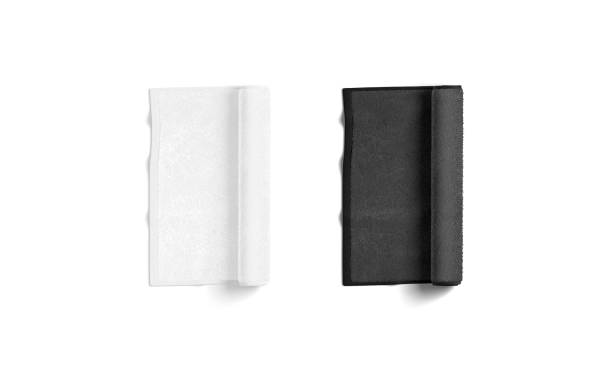 Blaank black and white twisted small towel mockup, top view