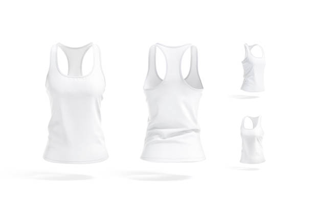 istock Blank white women racerback tank top mockup, different views 1370477516
